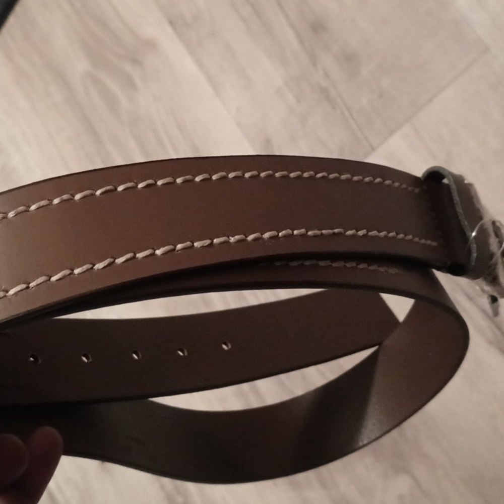 NWT True Religion Leather Belt Size 42 Mens Brown Embossed Logo Classic - Picture 4 of 5